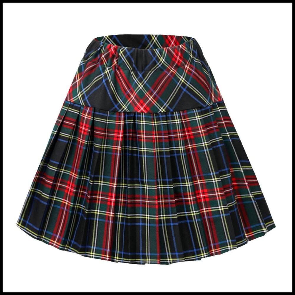 Elastic Waist Pleated Skater Skirt, Mini Length, Trendy Fashion